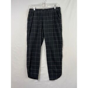 Marine Layer Allison Pant Women Medium Black Windowpane Tencel Elastic Waist
